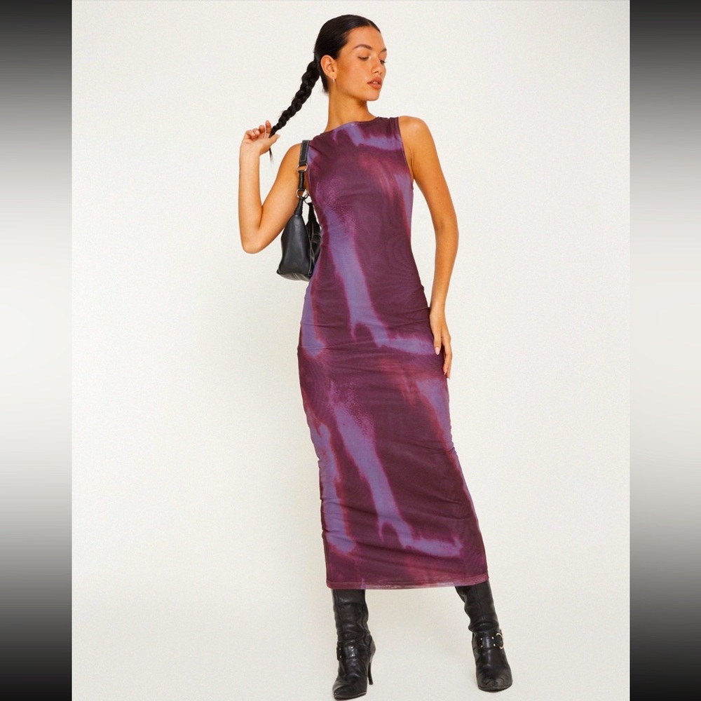 🌼SOLD🌼FAYOLA Wine-Colored Mesh Dress